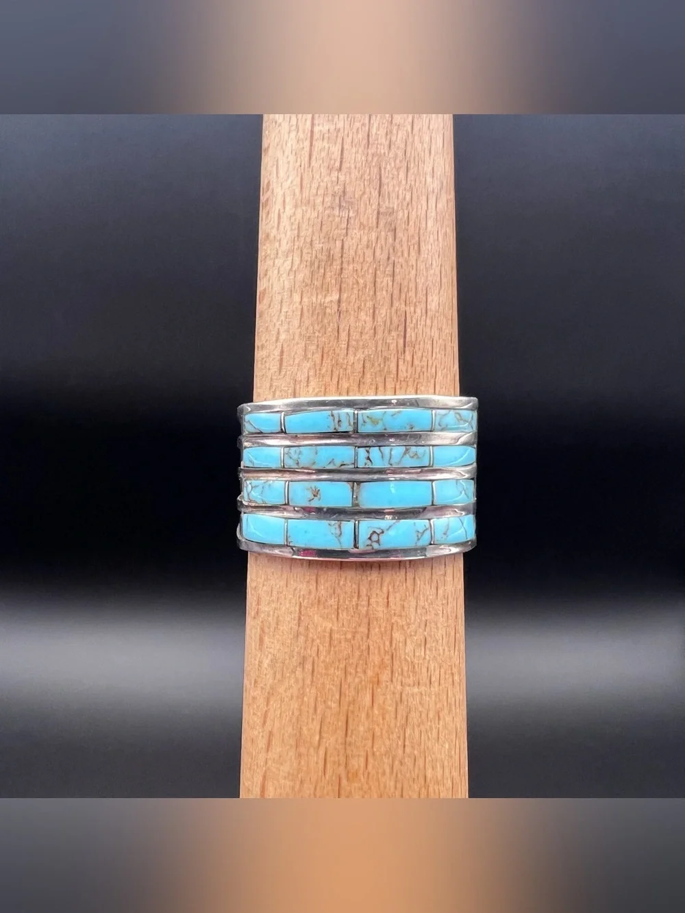 Sterling Silver Multi Row Channel Inlay Ring